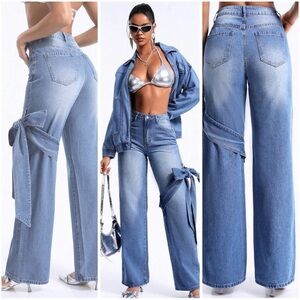 Women's Baggy Jeans Bow-Knot Wide Leg